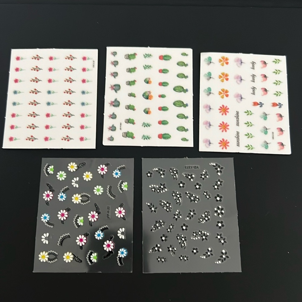 5 sheets of floral nail stickers